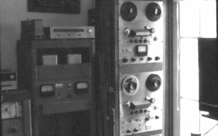 Ampex 350 reel machines, and a Hewlett-Packard Modulation monitor