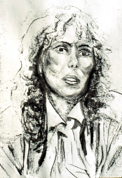 Ink drawing of Joni Mitchell