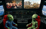 Aliens, Mutter and Jest, are circling the Earth in their flying saucer trying to determine if humans are intelligent or just dangerous predators