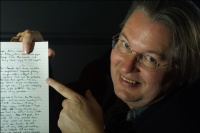 Bruce Sterling holding his CFP speech. Photo by Declan McCullagh, www.mccullagh.org