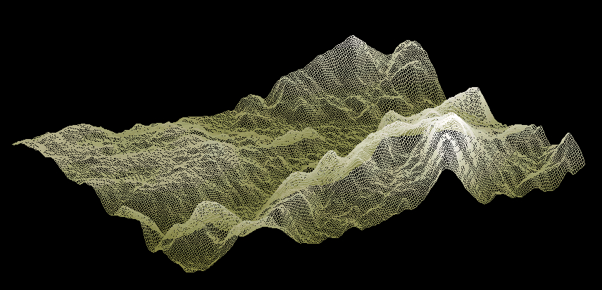Grid generated for COMPASS from DEM data. View over Sugar Hill towards Lions Head to the West