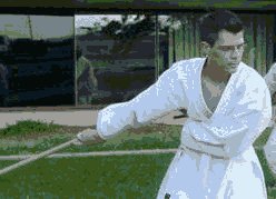 Tom Acierno swings away in style.