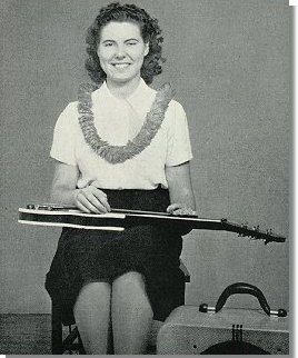 Myrtle Gfroerer with lap steel, from a 1930's Gibson  steel method
