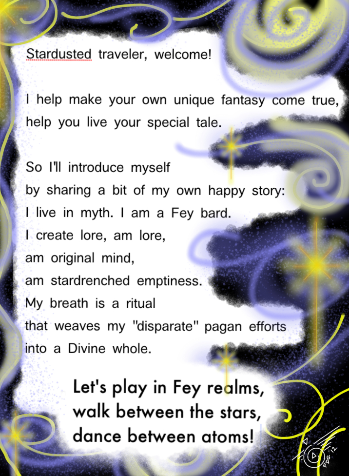Stardusted, traveler, fantasy, myth, Fey, bard, lore, original, mind, stardrenched, emptiness, breath, ritual, pagan, stars