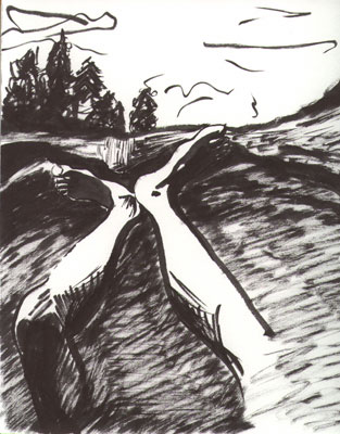 Nude ink brush drawing