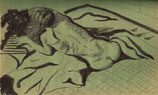 Nude ink drawing on green paper thumbnail