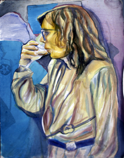 Joni Mitchell drinking wine