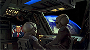 Alien Earth Thumbnail link to short animation of two Aliens chatting about politics on Earth