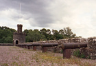 along the wall that faces the lake - cannon recovered from an English ship that sank in the lake