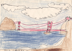 Child's drawing of the Golden Gate Bridge